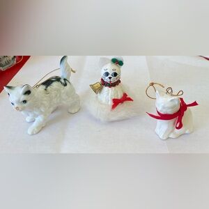White Cat Christmas Ornaments